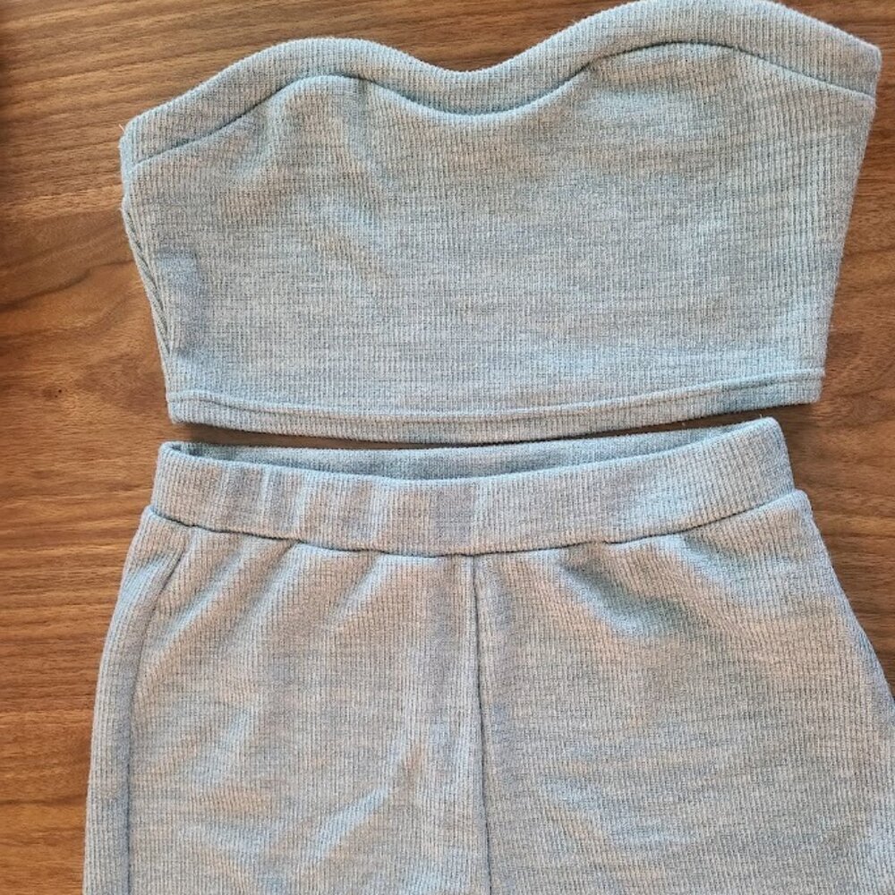 Women's Gray Matching Set Shorts and Top